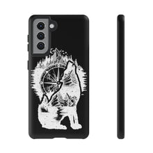 Load image into Gallery viewer, Black and White Wolf and Compass Tough Mobile Phone Cases
