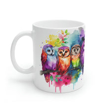 Load image into Gallery viewer, Fifth In The Series of Rainbow Owl White Ceramic Mug, 11oz and 15oz
