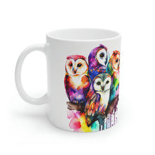 Load image into Gallery viewer, Sixth In The Series of Rainbow Owl White Ceramic Mug, 11oz and 15oz
