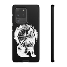 Load image into Gallery viewer, Black and White Wolf and Compass Tough Mobile Phone Cases
