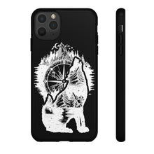 Load image into Gallery viewer, Black and White Wolf and Compass Tough Mobile Phone Cases
