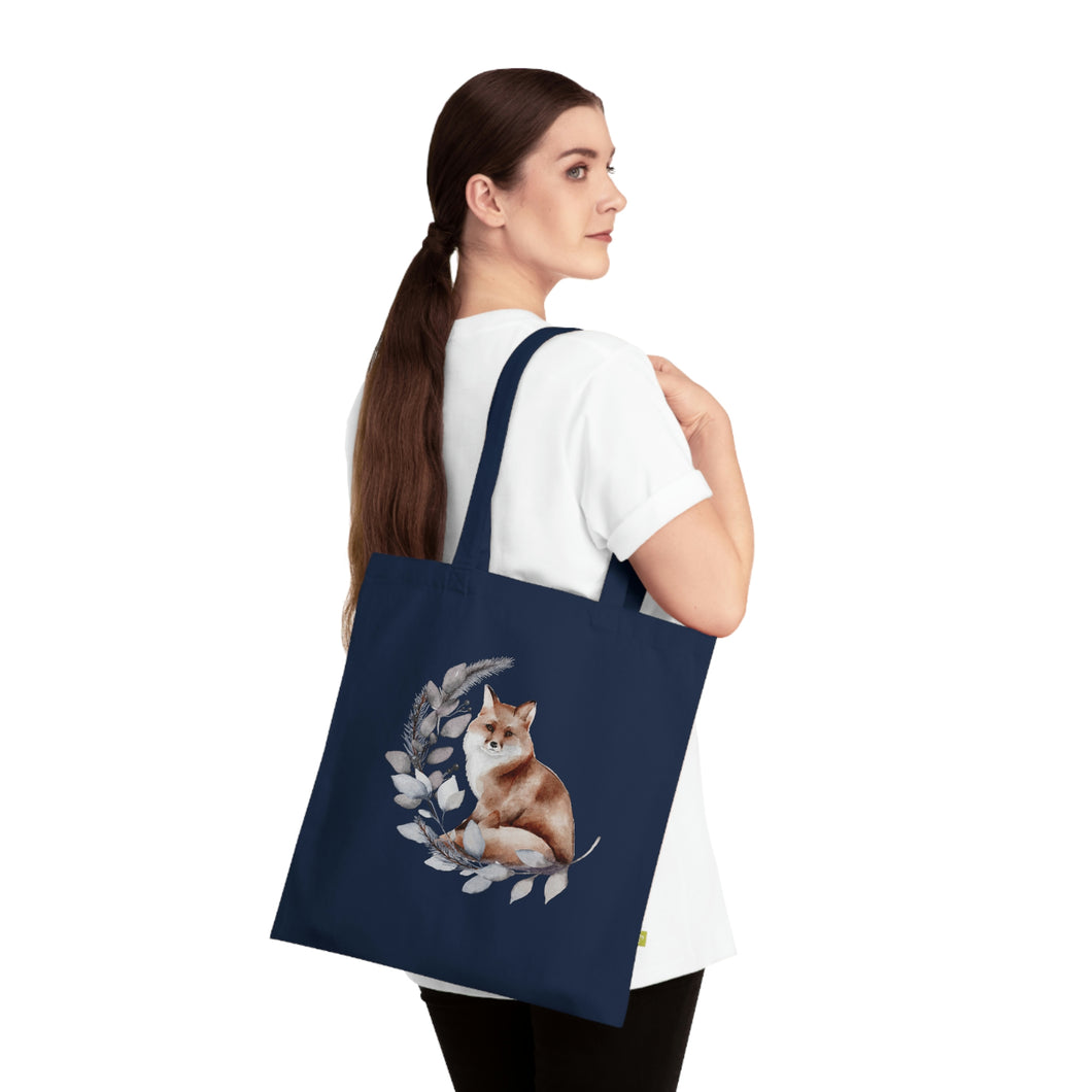 Fox and Foliage 100% Organic Cotton Tote Bag