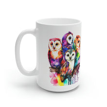 Load image into Gallery viewer, Sixth In The Series of Rainbow Owl White Ceramic Mug, 11oz and 15oz
