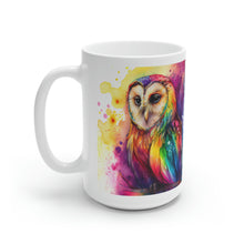 Load image into Gallery viewer, Fourth In The Series of Rainbow Owl White Ceramic Mug, 11oz and 15oz
