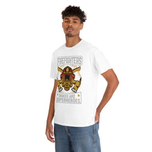 Load image into Gallery viewer, Firefighters Indeed Are Super Heros Unisex Heavy Cotton T-Shirt
