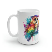 Load image into Gallery viewer, Second In The Series of Rainbow Owl White Ceramic Mug, 11oz and 15oz
