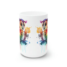 Load image into Gallery viewer, Second In The Series of Rainbow Owl White Ceramic Mug, 11oz and 15oz
