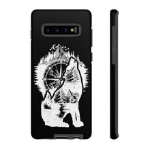 Load image into Gallery viewer, Black and White Wolf and Compass Tough Mobile Phone Cases
