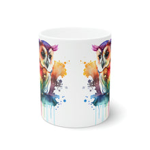 Load image into Gallery viewer, Second In The Series of Rainbow Owl White Ceramic Mug, 11oz and 15oz
