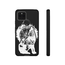 Load image into Gallery viewer, Black and White Wolf and Compass Tough Mobile Phone Cases
