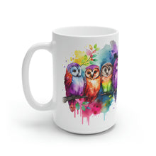 Load image into Gallery viewer, Fifth In The Series of Rainbow Owl White Ceramic Mug, 11oz and 15oz
