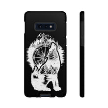 Load image into Gallery viewer, Black and White Wolf and Compass Tough Mobile Phone Cases
