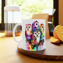 Load image into Gallery viewer, Sixth In The Series of Rainbow Owl White Ceramic Mug, 11oz and 15oz
