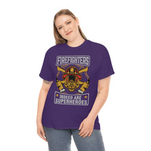 Load image into Gallery viewer, Firefighters Indeed Are Super Heros Unisex Heavy Cotton T-Shirt
