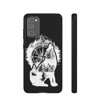 Load image into Gallery viewer, Black and White Wolf and Compass Tough Mobile Phone Cases
