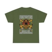 Load image into Gallery viewer, Firefighters Indeed Are Super Heros Unisex Heavy Cotton T-Shirt
