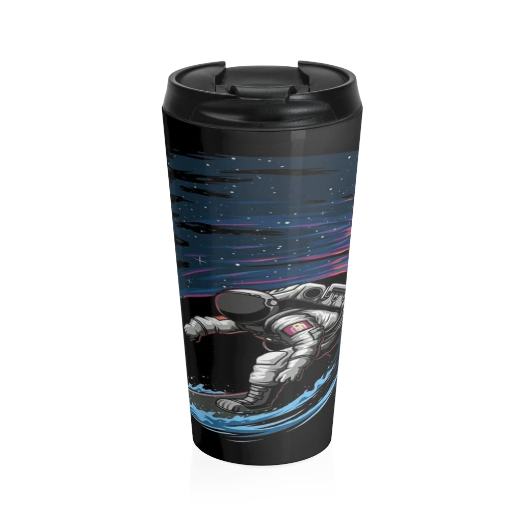 Astronaut Surfing in Space Travel Mug