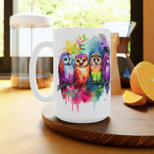 Load image into Gallery viewer, Fifth In The Series of Rainbow Owl White Ceramic Mug, 11oz and 15oz
