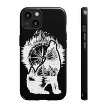 Load image into Gallery viewer, Black and White Wolf and Compass Tough Mobile Phone Cases
