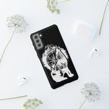 Load image into Gallery viewer, Black and White Wolf and Compass Tough Mobile Phone Cases
