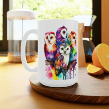 Load image into Gallery viewer, Sixth In The Series of Rainbow Owl White Ceramic Mug, 11oz and 15oz
