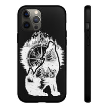 Load image into Gallery viewer, Black and White Wolf and Compass Tough Mobile Phone Cases
