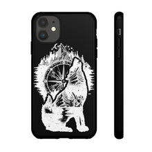 Load image into Gallery viewer, Black and White Wolf and Compass Tough Mobile Phone Cases
