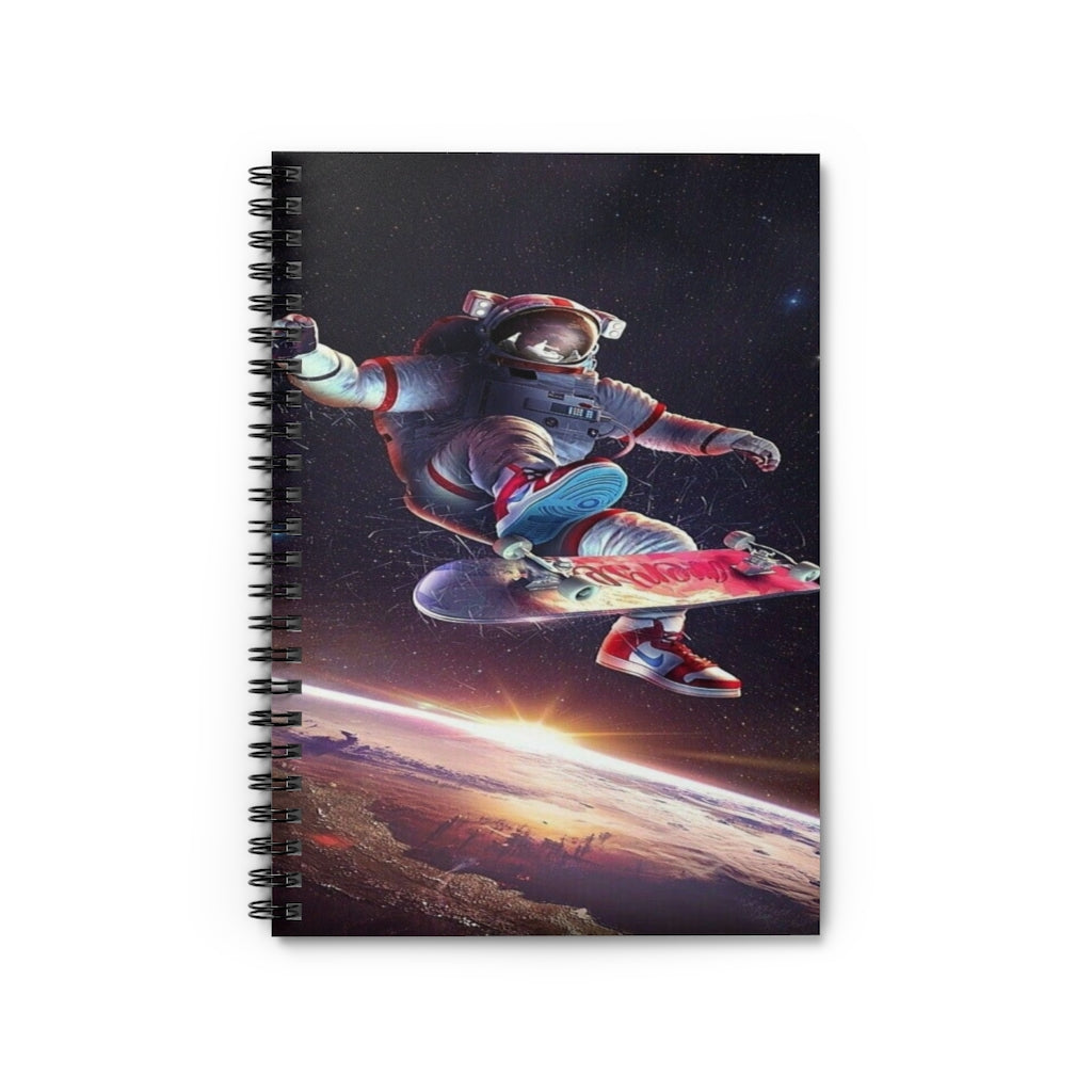 Astronaut Skateboarding in Space Spiral Notebook