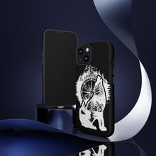 Load image into Gallery viewer, Black and White Wolf and Compass Tough Mobile Phone Cases
