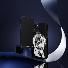 Load image into Gallery viewer, Black and White Wolf and Compass Tough Mobile Phone Cases
