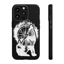 Load image into Gallery viewer, Black and White Wolf and Compass Tough Mobile Phone Cases
