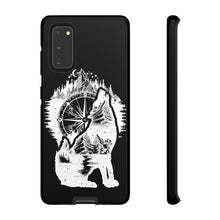 Load image into Gallery viewer, Black and White Wolf and Compass Tough Mobile Phone Cases
