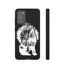 Load image into Gallery viewer, Black and White Wolf and Compass Tough Mobile Phone Cases
