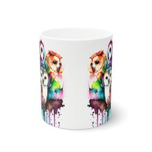 Load image into Gallery viewer, Sixth In The Series of Rainbow Owl White Ceramic Mug, 11oz and 15oz
