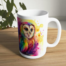 Load image into Gallery viewer, Fourth In The Series of Rainbow Owl White Ceramic Mug, 11oz and 15oz
