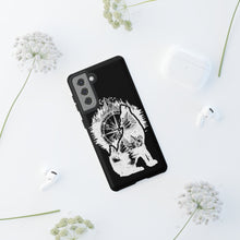 Load image into Gallery viewer, Black and White Wolf and Compass Tough Mobile Phone Cases
